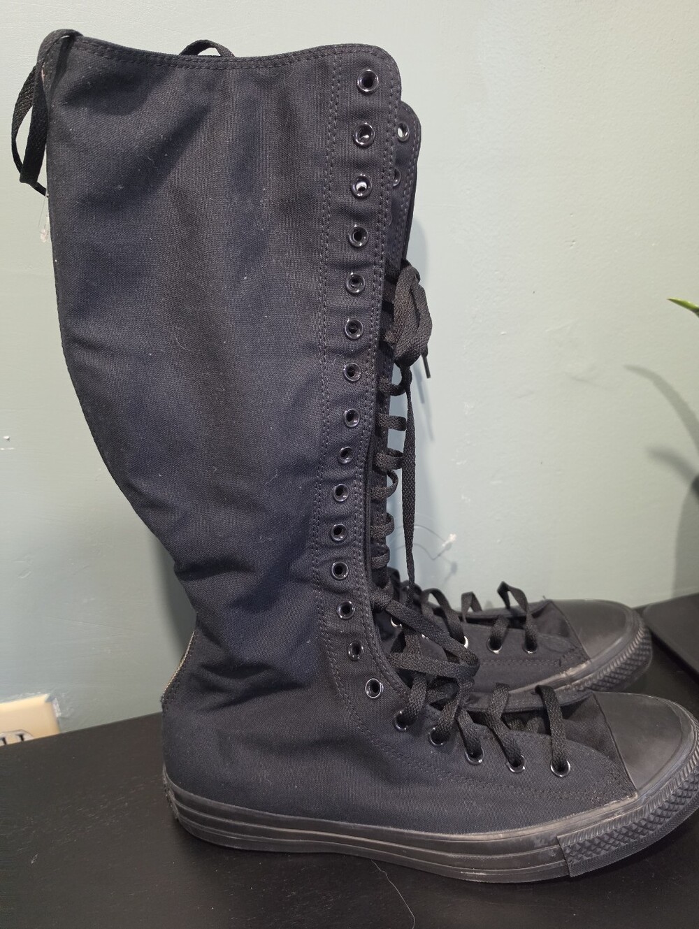 Converse XXHI Knee High Sneakers Mens 13 Triple Black Back Zipper Skater Punk